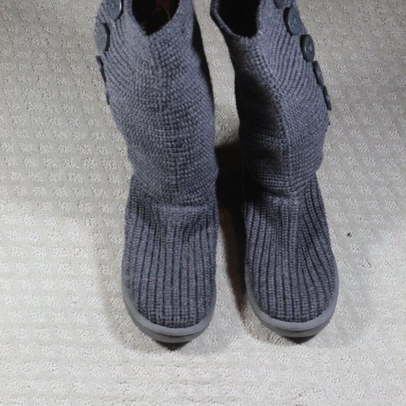 Ugg Size 8 Classic Cardy Boots Tall Pull On Slouchy Foldable Grey Knit Sweater - Picture 2 of 10